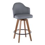 Ahoy Mid-Century Walnut and Grey Faux Leather Counter Stool 16 Ahoy Mid-Century Walnut and Grey Faux Leather Counter Stool