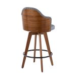 Ahoy Mid-Century Walnut and Grey Faux Leather Counter Stool 18 Ahoy Mid-Century Walnut and Grey Faux Leather Counter Stool