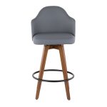 Ahoy Mid-Century Walnut and Grey Faux Leather Counter Stool 20 Ahoy Mid-Century Walnut and Grey Faux Leather Counter Stool