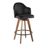 Ahoy Walnut and Black Faux Leather Mid-Century Counter Stool 16 Ahoy Walnut and Black Faux Leather Mid-Century Counter Stool