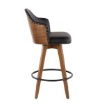 Ahoy Walnut and Black Faux Leather Mid-Century Counter Stool 17 Ahoy Walnut and Black Faux Leather Mid-Century Counter Stool