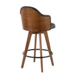 Ahoy Walnut and Black Faux Leather Mid-Century Counter Stool 18 Ahoy Walnut and Black Faux Leather Mid-Century Counter Stool