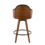 Ahoy Walnut and Black Faux Leather Mid-Century Counter Stool 19 Ahoy Walnut and Black Faux Leather Mid-Century Counter Stool