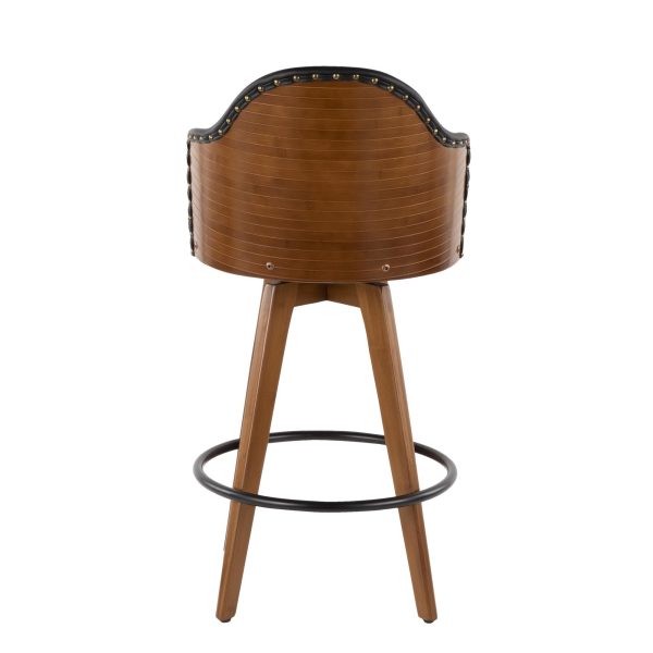 Ahoy Walnut and Black Faux Leather Mid Century Counter Stool 6 1