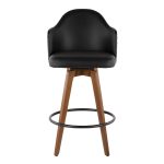 Ahoy Walnut and Black Faux Leather Mid-Century Counter Stool 20 Ahoy Walnut and Black Faux Leather Mid-Century Counter Stool