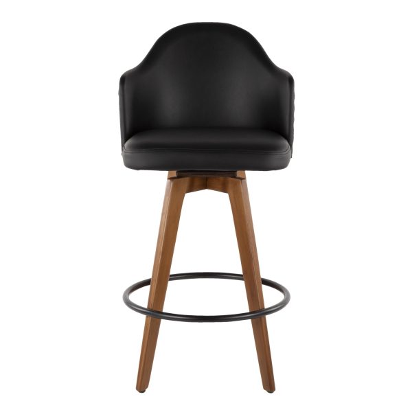 Ahoy Walnut and Black Faux Leather Mid Century Counter Stool 7 1