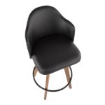 Ahoy Walnut and Black Faux Leather Mid-Century Counter Stool 21 Ahoy Walnut and Black Faux Leather Mid-Century Counter Stool