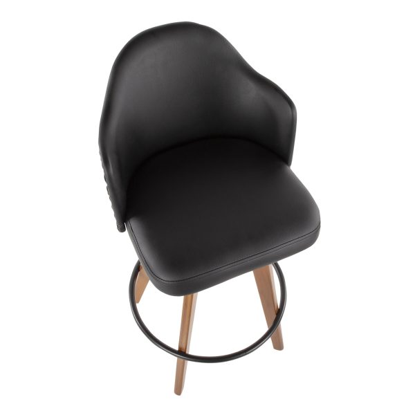 Ahoy Walnut and Black Faux Leather Mid Century Counter Stool 8 1