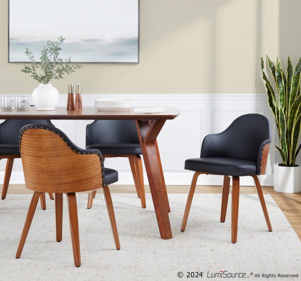 Ahoy Walnut and Black Faux Leather Mid Century Modern Accent Chair 1