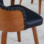 Ahoy Walnut and Black Faux Leather Mid-Century Modern Accent Chair 16 Ahoy Walnut and Black Faux Leather Mid-Century Modern Accent Chair