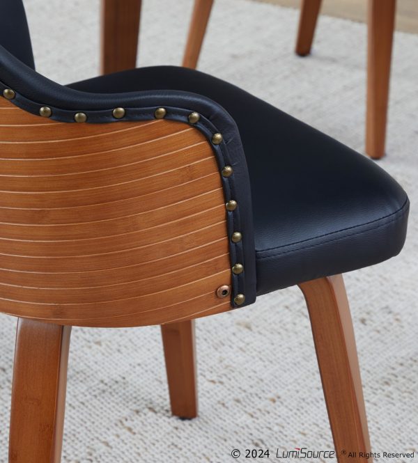 Ahoy Walnut and Black Faux Leather Mid Century Modern Accent Chair 2
