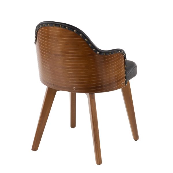 Ahoy Walnut and Black Faux Leather Mid Century Modern Accent Chair 6