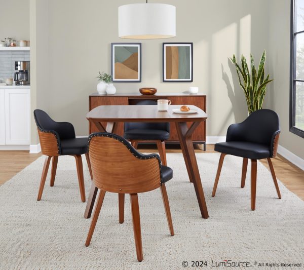 Ahoy Walnut and Black Faux Leather Mid Century Modern Accent Chair