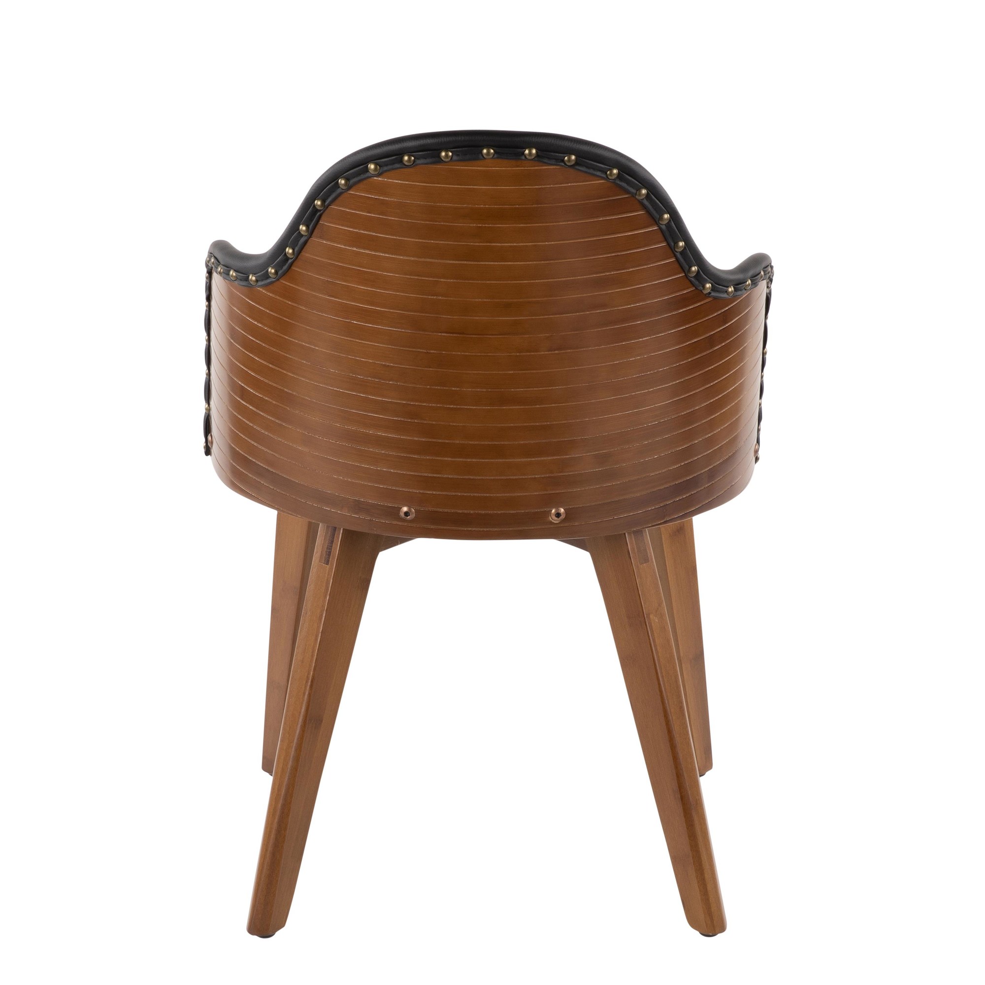 Ahoy Walnut and Black Faux Leather Mid-Century Modern Accent Chair 8 Ahoy Walnut and Black Faux Leather Mid-Century Modern Accent Chair - Image 8