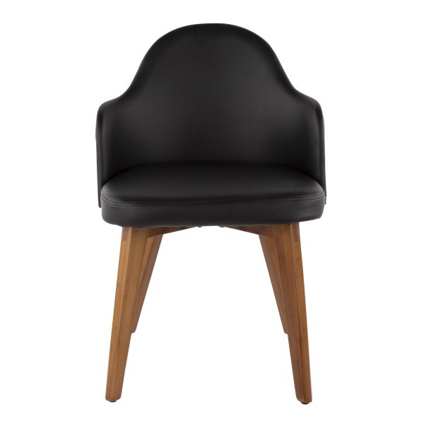 Ahoy Walnut and Black Faux Leather Mid Century Modern Accent Chair 8