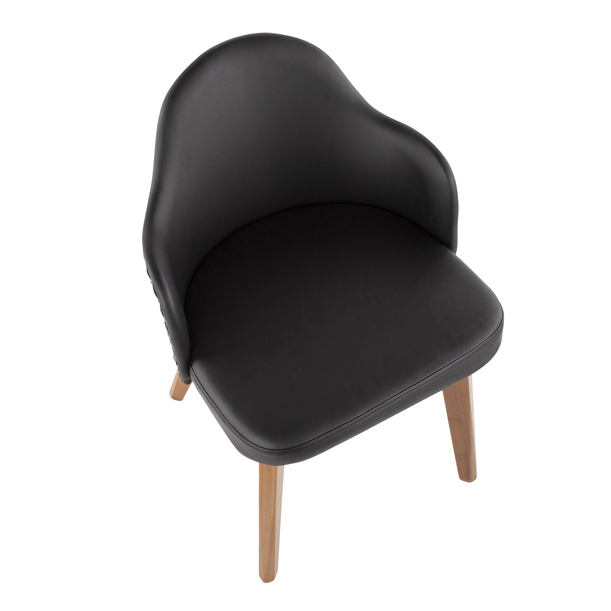 Ahoy Walnut and Black Faux Leather Mid-Century Modern Accent Chair 10 Ahoy Walnut and Black Faux Leather Mid-Century Modern Accent Chair - Image 10