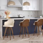 Ahoy Walnut and Cream Faux Leather Mid-Century Counter Stool