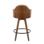 Ahoy Walnut and Cream Faux Leather Mid-Century Counter Stool