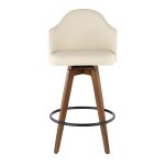 Ahoy Walnut and Cream Faux Leather Mid-Century Counter Stool