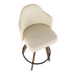 Ahoy Walnut and Cream Faux Leather Mid-Century Counter Stool