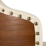 Ahoy Walnut and Cream Faux Leather Mid-Century Counter Stool