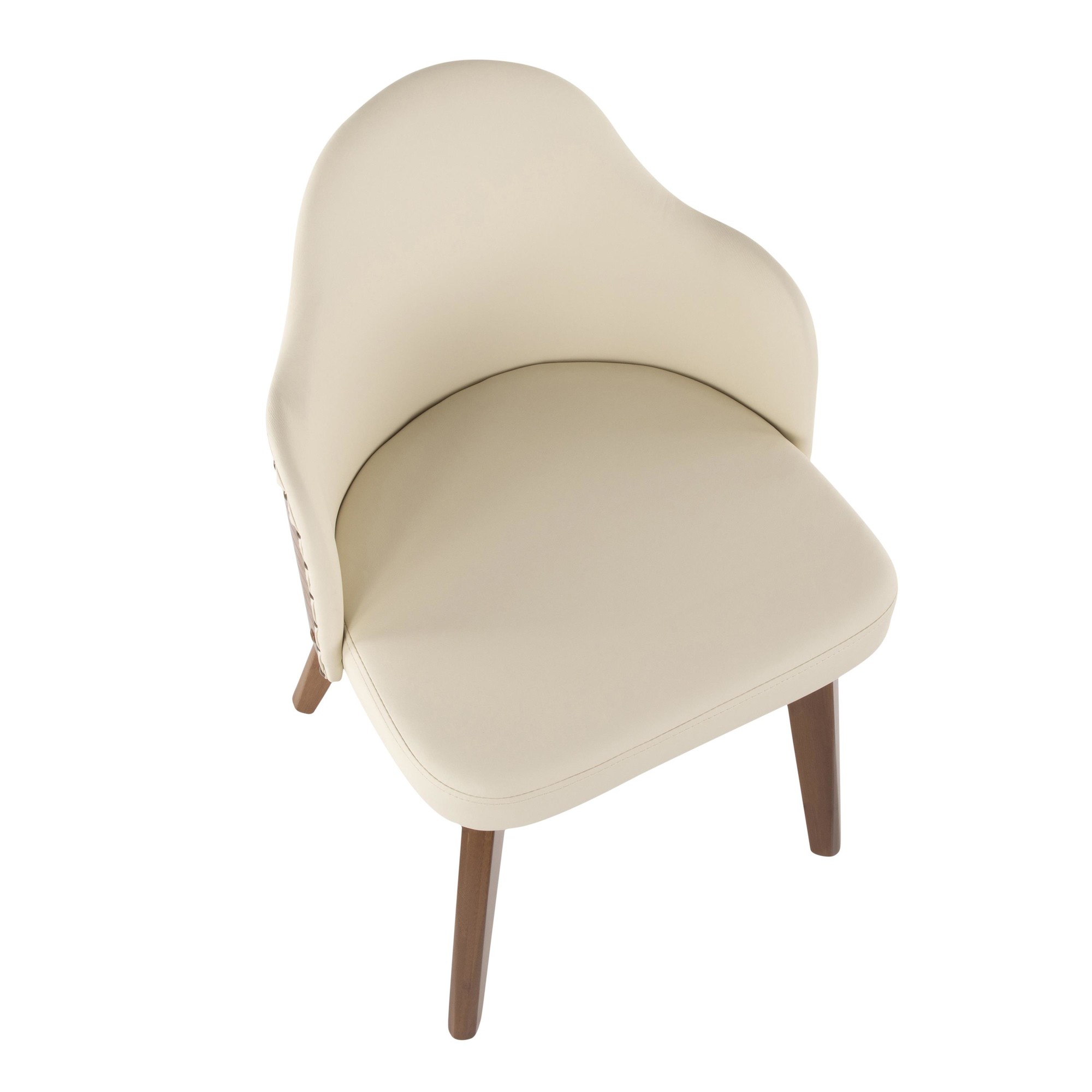 Ahoy Walnut and Cream Faux Leather Mid-Century Modern Chair 11 Ahoy Walnut and Cream Faux Leather Mid-Century Modern Chair - Image 11