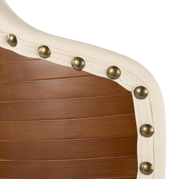 Ahoy Walnut and Cream Faux Leather Mid Century Modern Chair 11