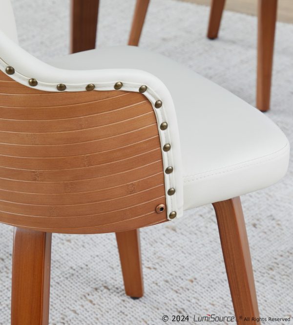 Ahoy Walnut and Cream Faux Leather Mid Century Modern Chair 4
