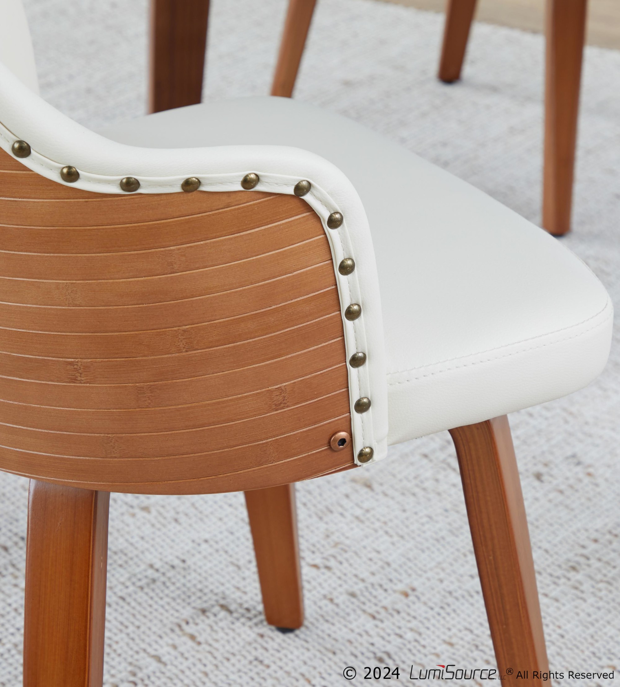 Ahoy Walnut and Cream Faux Leather Mid-Century Modern Chair 5 Ahoy Walnut and Cream Faux Leather Mid-Century Modern Chair - Image 5