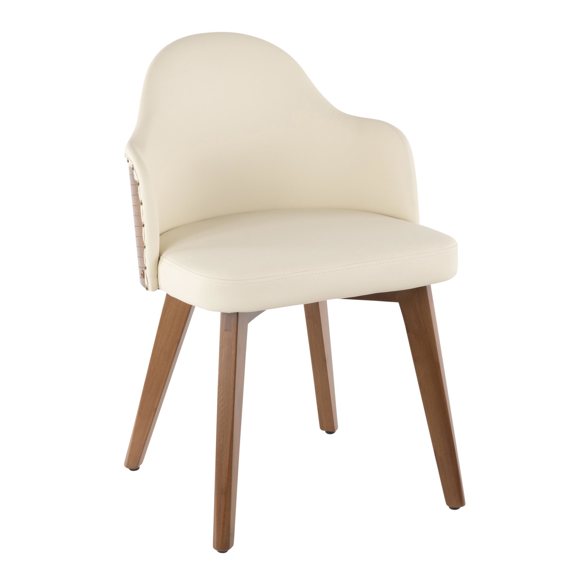Ahoy Walnut and Cream Faux Leather Mid-Century Modern Chair 6 Ahoy Walnut and Cream Faux Leather Mid-Century Modern Chair - Image 6