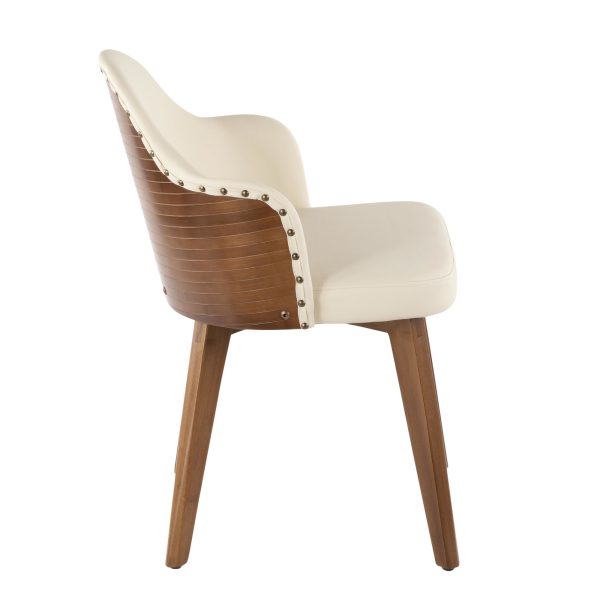 Ahoy Walnut and Cream Faux Leather Mid Century Modern Chair 6