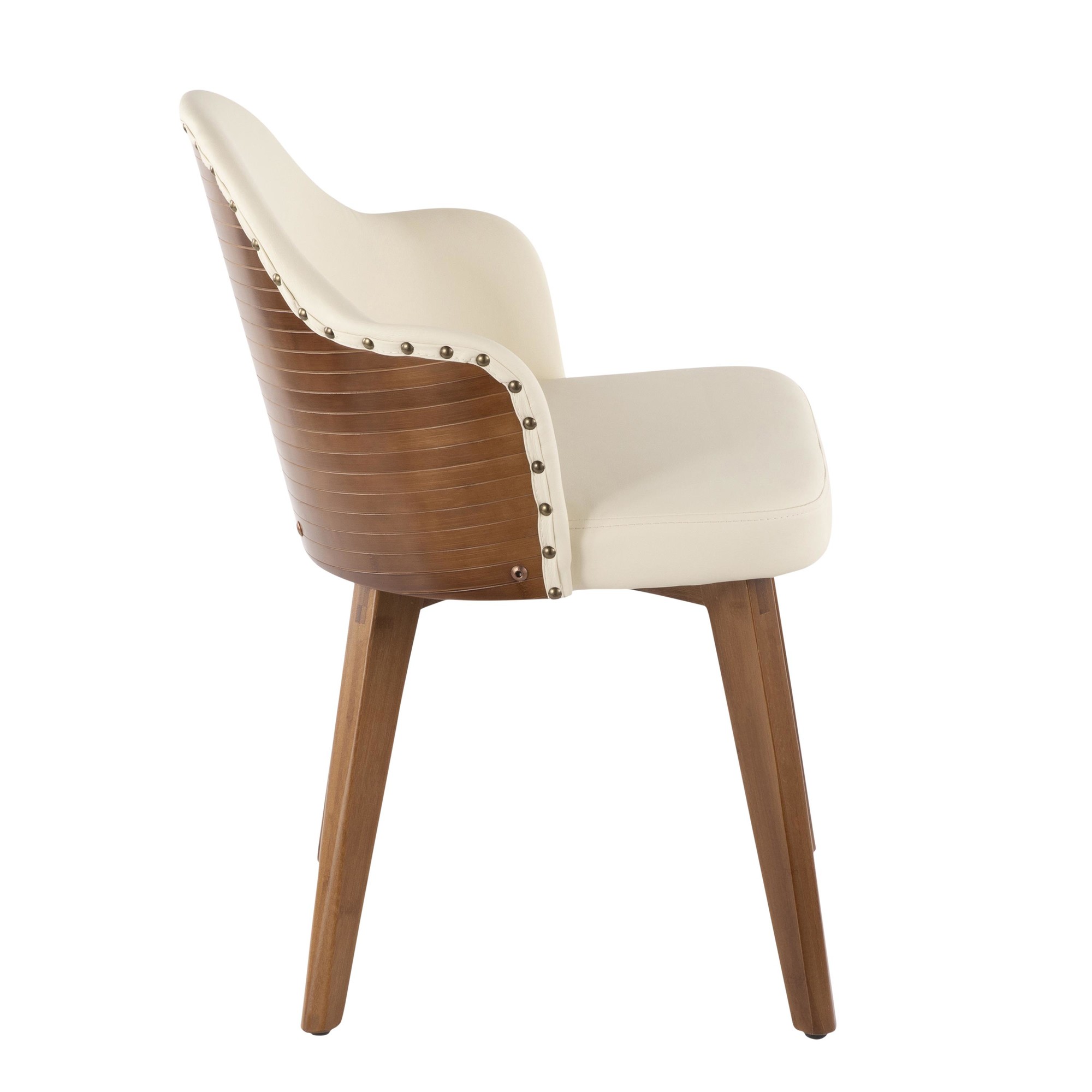 Ahoy Walnut and Cream Faux Leather Mid-Century Modern Chair 7 Ahoy Walnut and Cream Faux Leather Mid-Century Modern Chair - Image 7