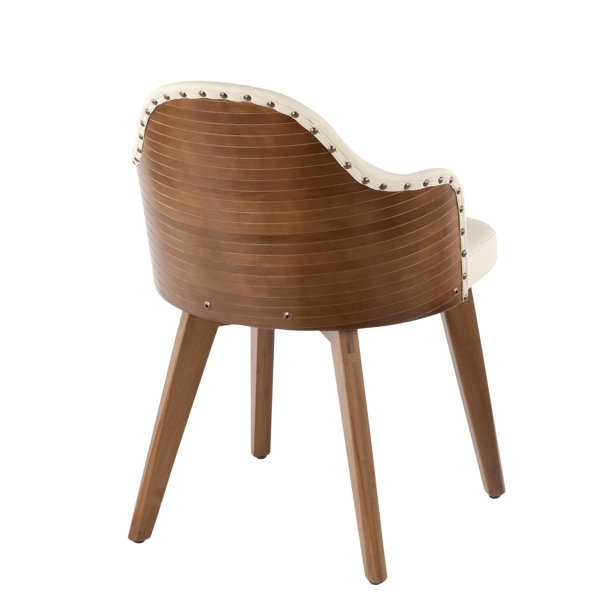 Ahoy Walnut and Cream Faux Leather Mid-Century Modern Chair 8 Ahoy Walnut and Cream Faux Leather Mid-Century Modern Chair - Image 8