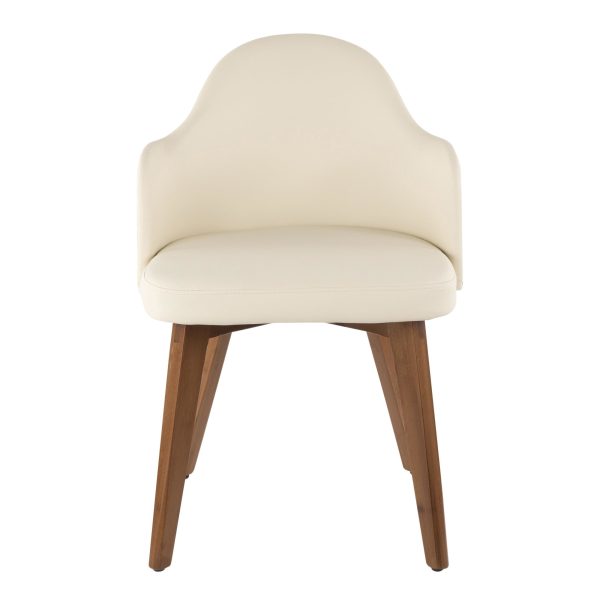 Ahoy Walnut and Cream Faux Leather Mid Century Modern Chair 9