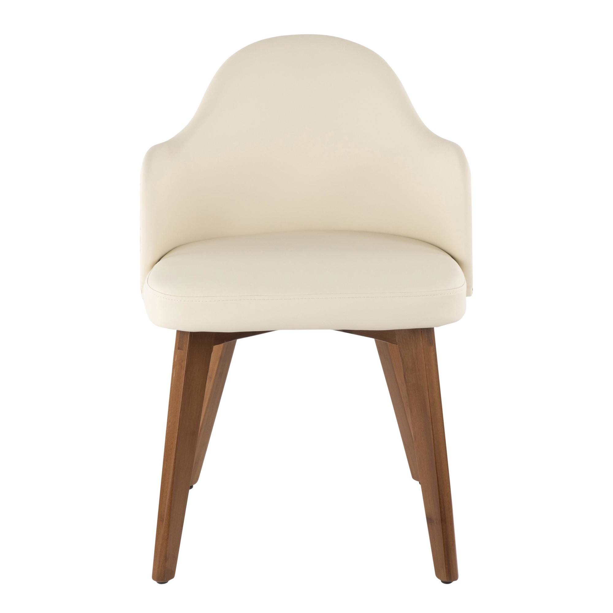 Ahoy Walnut and Cream Faux Leather Mid-Century Modern Chair 10 Ahoy Walnut and Cream Faux Leather Mid-Century Modern Chair - Image 10