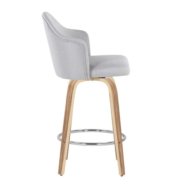 Ahoy Zebra Wood Light Grey Fabric Counter Stools Set of 2 4