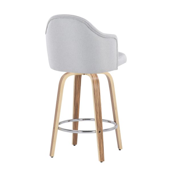 Ahoy Zebra Wood Light Grey Fabric Counter Stools Set of 2 5