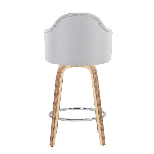 Ahoy Zebra Wood Light Grey Fabric Counter Stools Set of 2 6