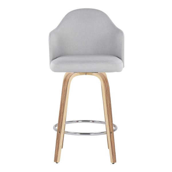 Ahoy Zebra Wood Light Grey Fabric Counter Stools Set of 2 7