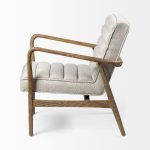 Ajax II Cream Fabric W/ Brown Wooden Frame Accent Chair