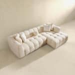Modern Ivory Boucle Tufted Right Sectional Sofa 4-Seater
