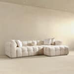 Modern Ivory Boucle Tufted Right Sectional Sofa 4-Seater