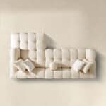 Modern Ivory Boucle Tufted Right Sectional Sofa 4-Seater