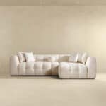 Modern Ivory Boucle Tufted Right Sectional Sofa 4-Seater