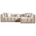 Modern Ivory Boucle Tufted Right Sectional Sofa 4-Seater