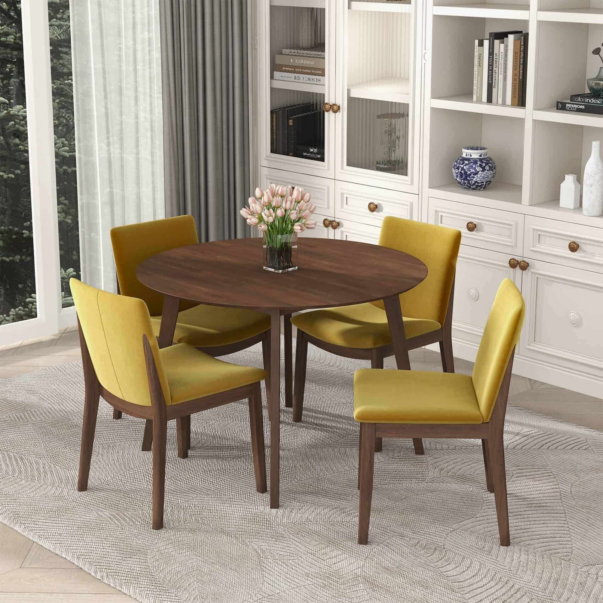 Walnut Solid Wood Dining Table with Smooth Easy-Clean Finish 1 Walnut Solid Wood Dining Table with Smooth Easy-Clean Finish