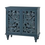 Alban Blue Medallion Carved Accent Cabinet with LED Lighting 7 Alban Blue Medallion Carved Accent Cabinet with LED Lighting