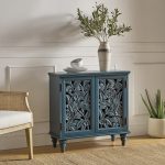 Alban Blue Medallion Carved Accent Cabinet with LED Lighting 6 Alban Blue Medallion Carved Accent Cabinet with LED Lighting