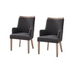 Albert Charcoal Farmhouse Dining Chairs, Linen Look 7 Albert Charcoal Farmhouse Dining Chairs, Linen Look