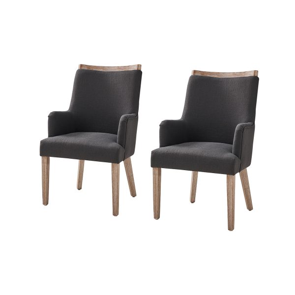 Albert Charcoal Farmhouse Dining Chairs Linen Look 1